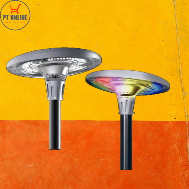 LED Post Lamp 1200W 2679lm RGB Motion Sensor 48Ah Battery 40W Solar Panel