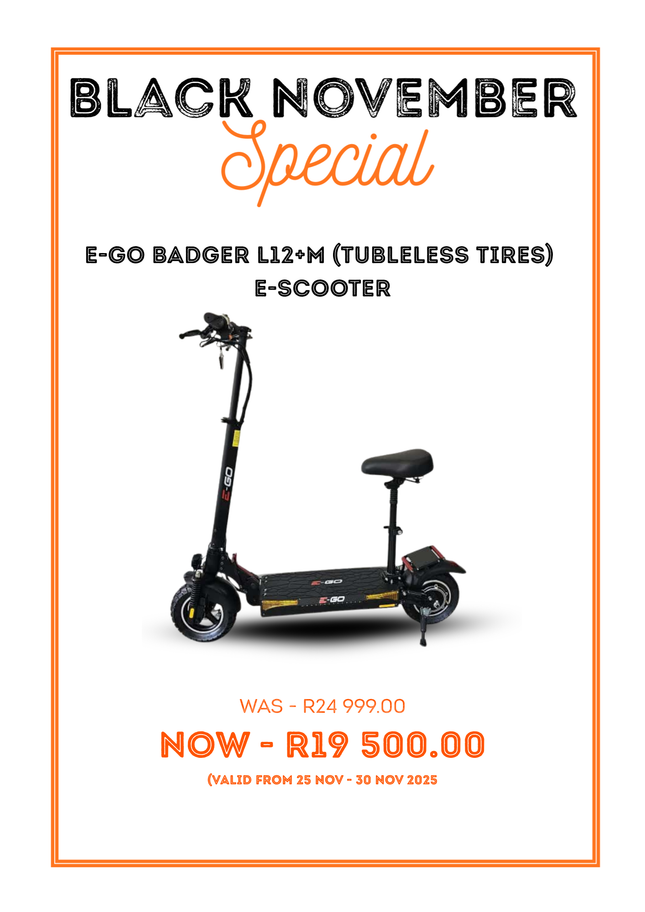 E-GO Badger Electric Scooter (Tubeless Tires)