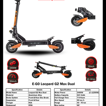 E-GO Leopard Max Dual Electric Scooter