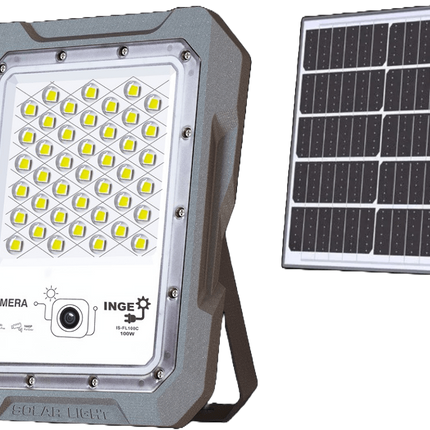 LED Solar Light 100W 958lm Cool White WIFI Camera 1440P Motion Sensor 18Ah Battery 18W Solar Panel