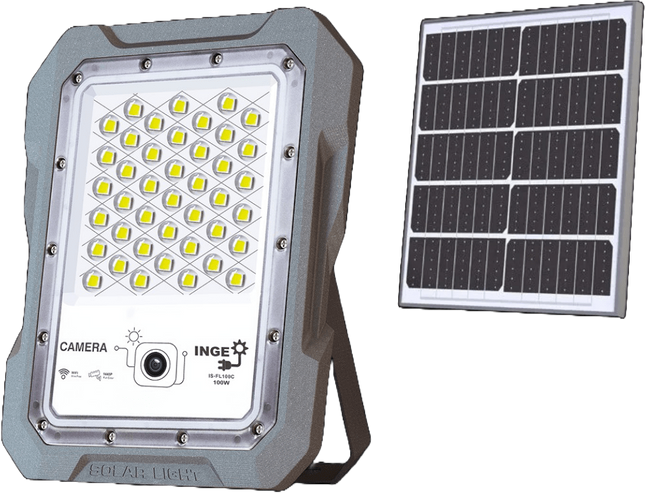 LED Solar Light 100W 958lm Cool White WIFI Camera 1440P Motion Sensor 18Ah Battery 18W Solar Panel