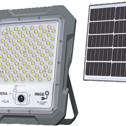 LED Solar Light 200W 1267lm Cool White WIFI Camera 1440P Motion Sensor 30Ah Battery 30W Solar Panel