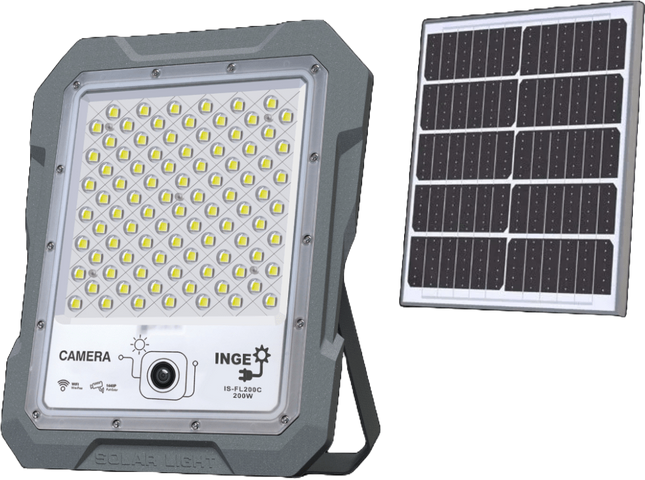 LED Solar Light 200W 1267lm Cool White WIFI Camera 1440P Motion Sensor 30Ah Battery 30W Solar Panel