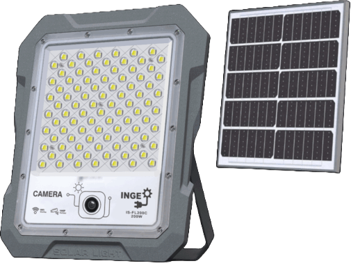 LED Solar Light 300W 2017lm Cool White WIFI Camera 1440P Motion Sensor 36Ah Battery 40W Solar Panel