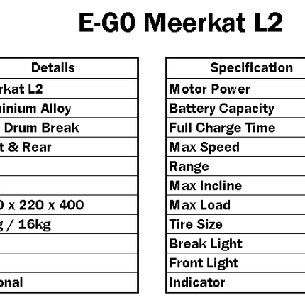 E-GO Meerkat – Lightweight Urban Electric Scooter specifications and details