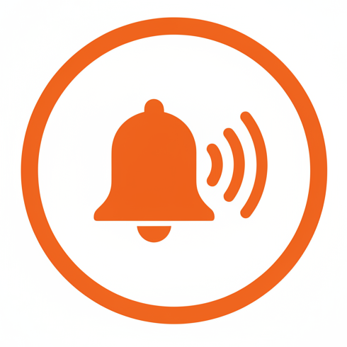 contact us logo, ONLY notification sound in orange with a simplistic design and no text