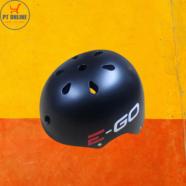 Matte black E-GO branded multi-sport helmet showing top ventilation